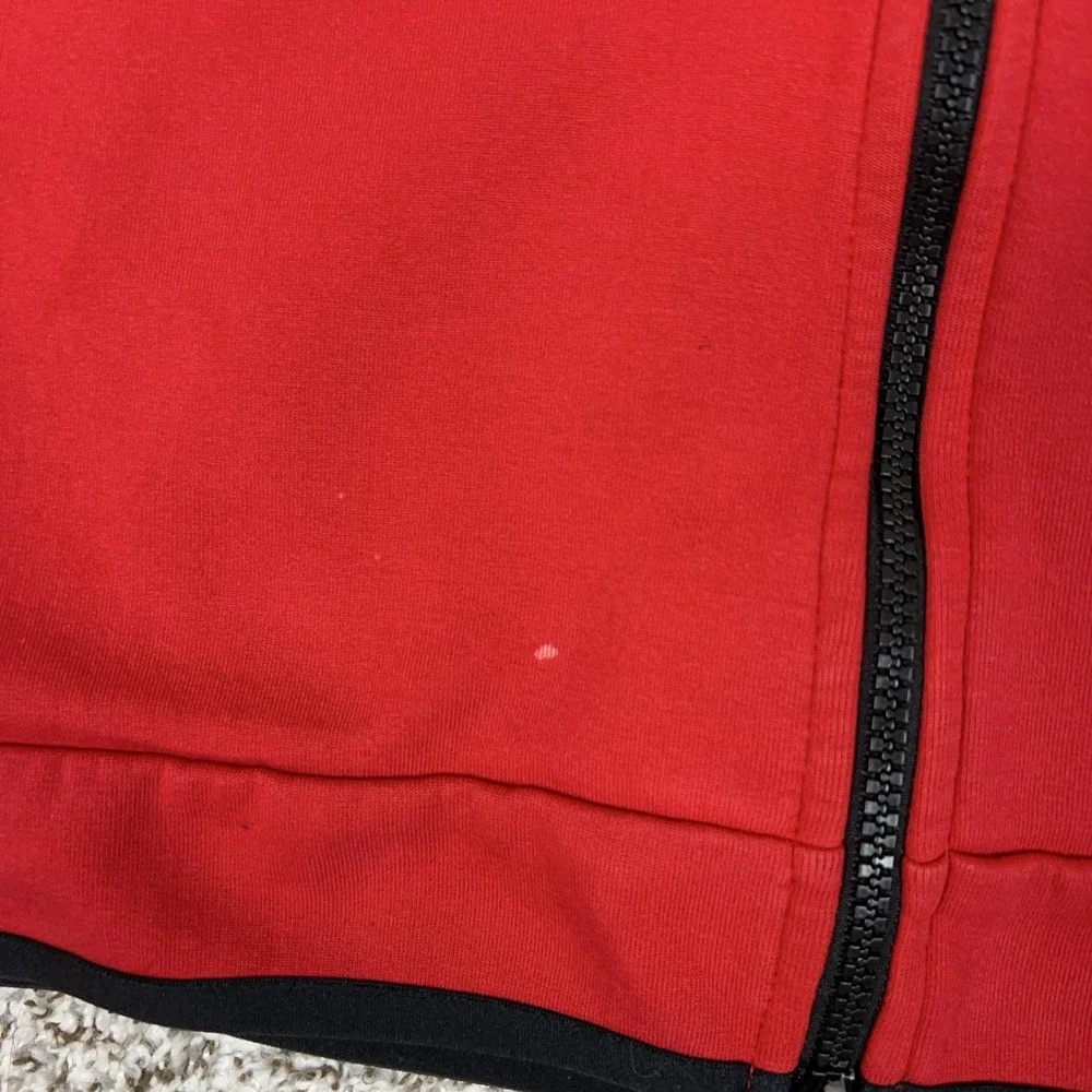 Nike Jacket Mens Medium Red Hooded Full Zip Tech Fleece Hoodie Running Gym Logo